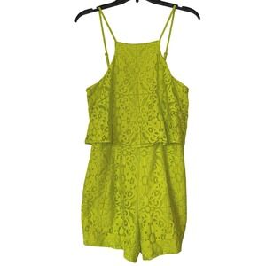 Lilly Pulitzer Lime Green Lace Popover Romper Size 6 High Neck Halter Sleeveless